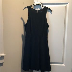 White House Black Market Ponte Fit and Flare Dress Exposed Zipper High Ne…